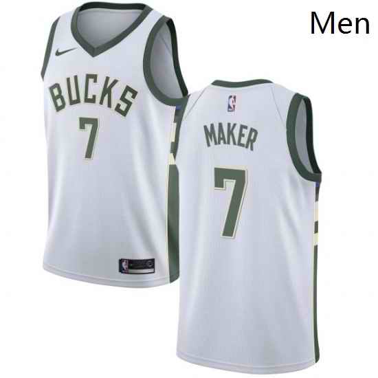 Mens Nike Milwaukee Bucks 7 Thon Maker Swingman White Home NBA Jersey Association Edition